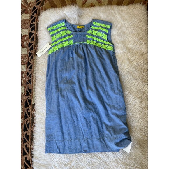 Roberta Roller Rabbit Blue and Neon Green Mini Dress - Picture 1 of 9